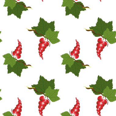 Kusursuz, parlak kırmızı frenk üzümü ve yeşil yapraklar.