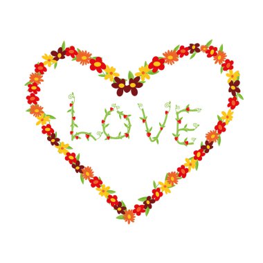 Çiçeklerden yapılmış kalp vektör grafikleri. Şeffaf bir arkaplanda. Aşkın ve baharın sembolü