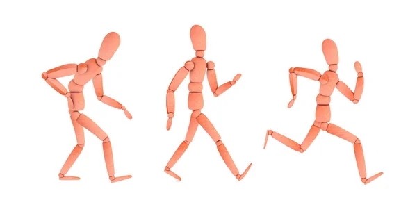 Eklem Ağrısı Yürüme Koşma Ile Ahşap Mankenlerin Boyutlu Çizimi Yileşme — Stok fotoğraf