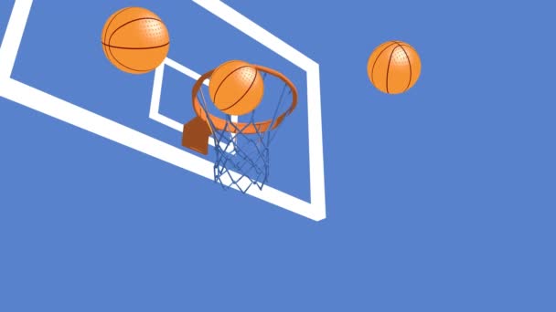 Animation Von Basketbällen Die Zum Korb Gelangen Und Einigen Scores — Stockvideo