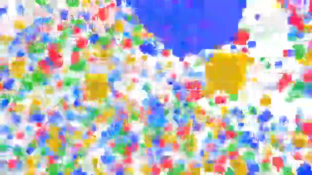 Animation Multi Colored Cubes Exploding Festive Way Falling Ground White — Stock Video