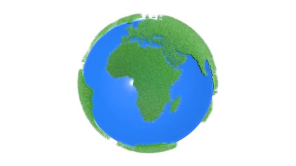 Анімація Земної Кулі Обертається Своїй Осі Космосі Трав Янисті Континенти — стокове відео