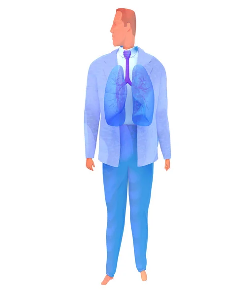 Estilo Acuarela Sistema Respiratorio Humano Ilustración Imagen Anatómica Hombre Visto — Foto de Stock