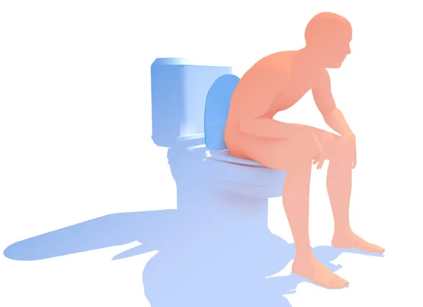 Illustration Human Silhouette Sitting Using Toilet Cut Out White Background — Foto Stock