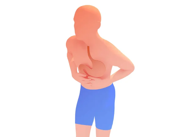 Ilustración Figura Humana Con Dolor Estómago Mostrando Silueta Del Órgano —  Fotos de Stock