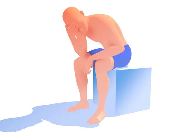 Illustration Human Silhouette Sadness Dejection Mental Illness Cut Out White — Stock fotografie