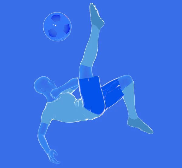 Иллюстрация Футболиста Делающего Акробатический Ход Мячом Футболка Шорты Цветные Носки — стоковое фото
