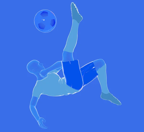 Illustration Football Soccer Player Making Acrobatic Move Ball Shirt Shorts — 스톡 사진