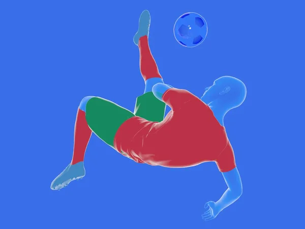 Illustration Football Soccer Player Doing Acrobatic Kick Kick Ball Color — Stock Photo, Image