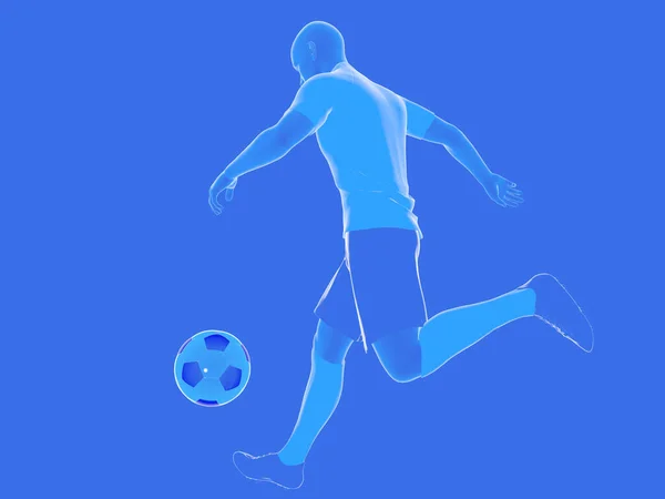 Illustration Football Soccer Player Running Ball Light Blue Shirt Shorts — 스톡 사진