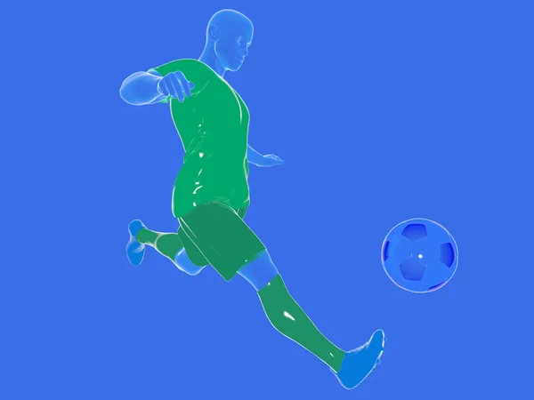 Ilustrace Fotbalového Fotbalového Hráče Který Hraje Pro Ovládání Míče Barevná — Stock fotografie