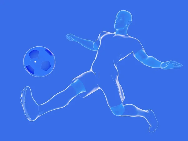 Illustration Football Soccer Player Running Control Ball Image Blue Background — 스톡 사진