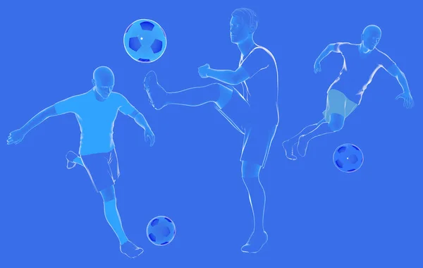 Illustration Football Soccer Players Various Game Postures Ball Cropped Images — 스톡 사진