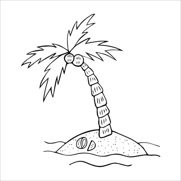 Denizin ortasında siyah ve beyaz hindistan cevizi ağacı