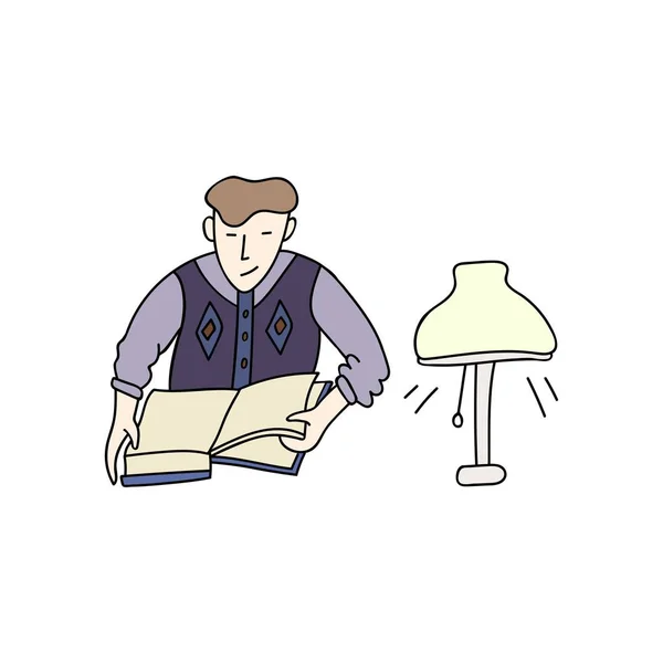 Lambalı kitap okuyan adam.