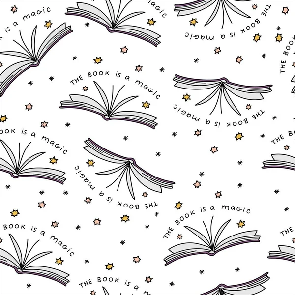 Harfsiz desenli açık bir kitap. Kitap karalama arkaplanı okunuyor