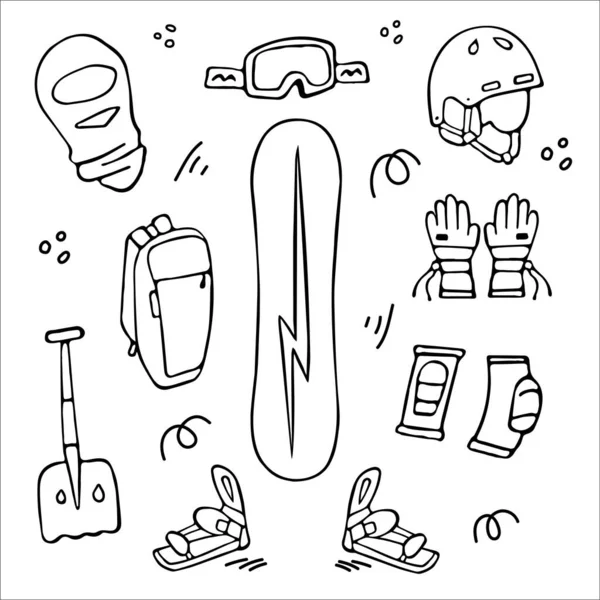 Snowboarding Equipment Set Vector Illustration — Vettoriale Stock