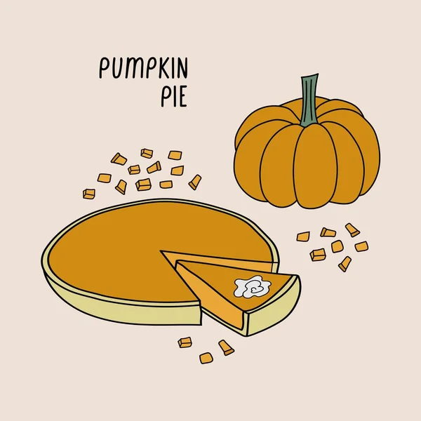 Pumpkin Pie Colorful Vector Illustration — Stock Vector