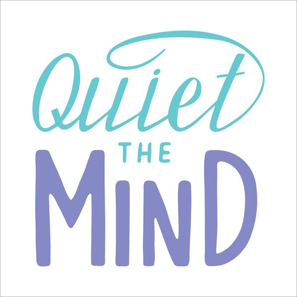 Yoga lettering Quiet the mind colorful vector illustration — стоковая иллюстрация Yoga Lettering Quiet Mind Colorful Vector Illustration Лицензионные Стоковые Иллюстрации