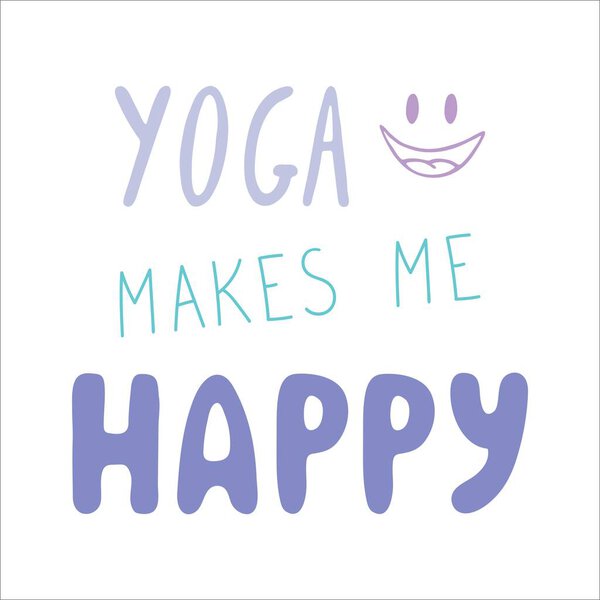 Yoga lettering Yoga makes me happy colorful vector illustration — стоковая иллюстрация Yoga Lettering Yoga Makes Happy Colorful Vector Illustration Стоковая Иллюстрация