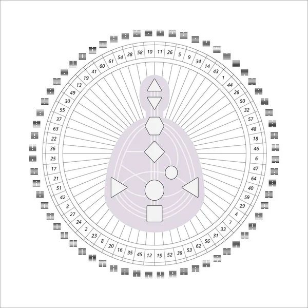 Vücut grafikli mandala insan tasarımı, altıgen çınlama, sunum için kapı numaraları, eğitici materyaller. Vektör illüstrasyonu