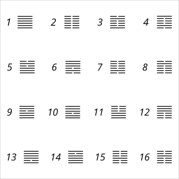 Değişiklikler kitabından 6 köşeli resimler, 1-16 insan tasarım kapısı. Sunum için, eğitici materyaller. Vektör illüstrasyonu