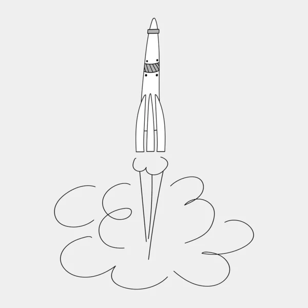 Запуск Ракеты Векторная Иллюстрация Дудла — стоковый вектор