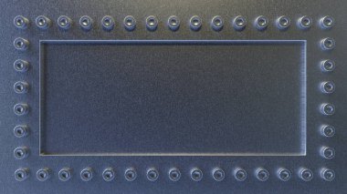 Paslanmaz çelik arka plan vida ağır metal demir kenar perçinleme 3D illüstrasyon