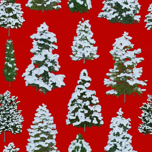 Christmas Tree Snow Wrap Pattern Seamless Background Tileable Illustration — Stock Photo, Image