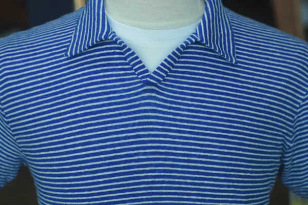 Shirt Vitrine Azul Branco Forrado Homem Coleção Casual Roupas Acessórios — Fotografia de Stock