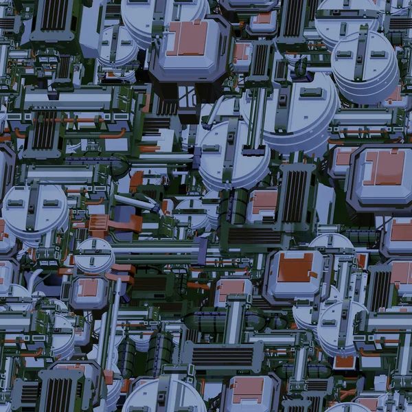 Science Fiction Kachelbare Muster Umhüllen Hintergrund Nahtlose Kachel Industrielle Technologie — Stockfoto