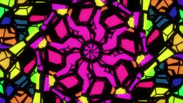 Kaleidoszkóp Hipnotikus Pszichedelikus Videó Zsoké Tükör Hatás Nightclub Tánc Zene — Stock videók
