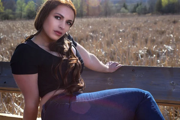 Campesina Agricultora Hija Rural Escena Bonita Mujer Luz Del Sol —  Fotos de Stock