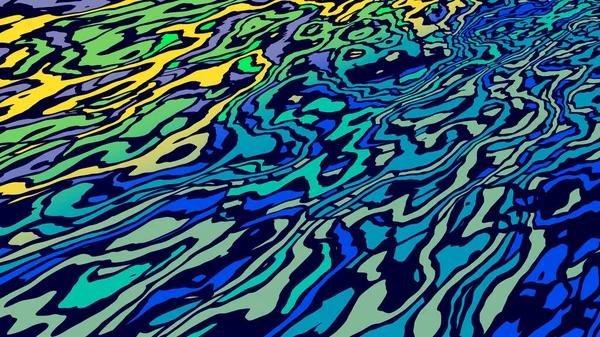 Wellen Und Verzerrungen Blau Und Gelb Abstrakt Wasser Lebendige Farben — Stockfoto