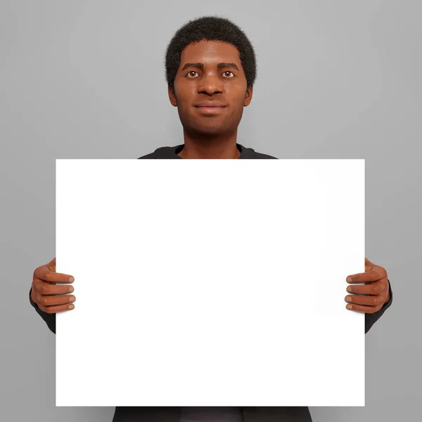 Man Hold Canvas White Copy Space Photo Enlargement Selling Art — Stockfoto