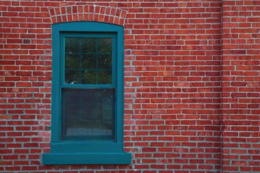red brick and wooden window classic masonry building wall property