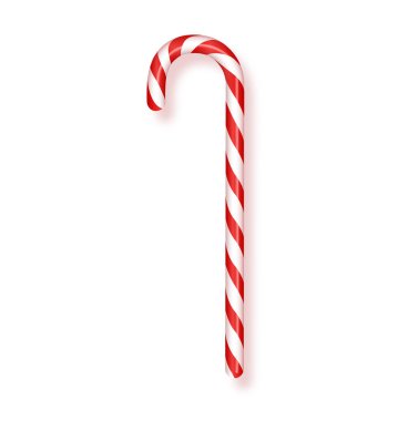 Şeffaf arka planda izole edilmiş gerçekçi Noel şekeri. Vektör illüstrasyonu. Noel ve Yeni Yıl için bir tebrik kartı şablonu.