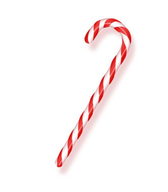 Şeffaf arka planda izole edilmiş gerçekçi Noel şekeri. Vektör illüstrasyonu. Noel ve Yeni Yıl için bir tebrik kartı şablonu.