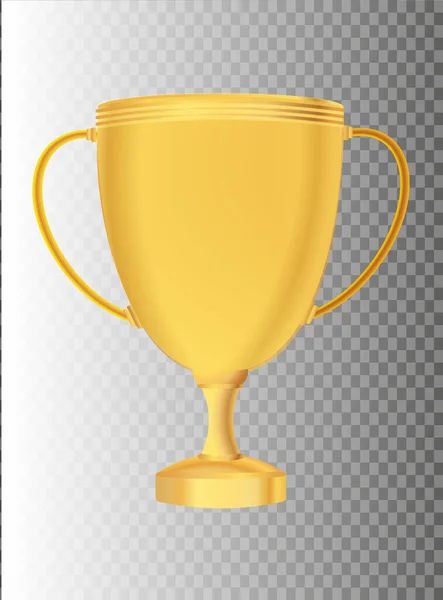 Coupe gagnante isolée. Trophée d'or sur fond transparent. Illustration vectorielle. — Image vectorielle