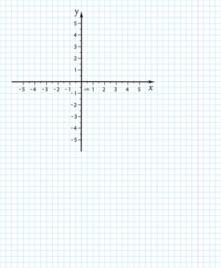 Kartezyen koordinat sistemi kareli bir şebekede defter sayfasında. Vektör illüstrasyonu
