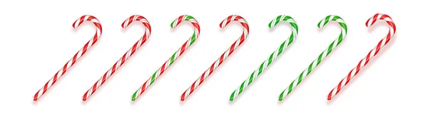 Zestaw realistycznych Christmas Candy. Realistyczne Christmas Candy trzciny Wektor ilustracji. Ikona widoku z góry. Szablon kartki okolicznościowej na Boże Narodzenie i Nowy Rok. — Wektor stockowy