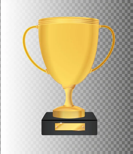 Coppa vincente isolata. Trofeo d'oro su sfondo trasparente. Illustrazione vettoriale. — Vettoriale Stock