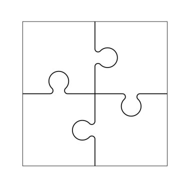 Beyaz arka planda izole edilmiş siyah beyaz yapboz parçaları. Vektör illüstrasyonu