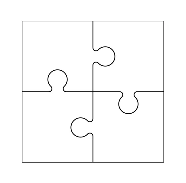 흑백 퍼즐 조각 세트가 흰색 배경에 분리되어 있다. 벡터 일러스트 — 스톡 벡터