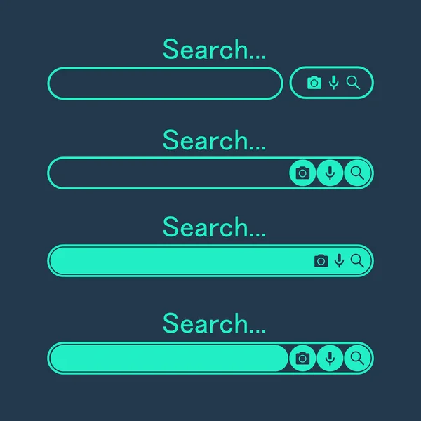 検索バーのデザイン要素。ウェブサイトやユーザーインターフェイス、モバイルアプリの検索バー。ベクトルイラスト。住所とナビゲーションバーのアイコンを検索します。ウェブサイトの検索フォームテンプレートのコレクション — ストックベクタ