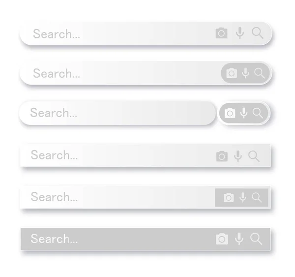 Cari bar untuk antar muka pengguna, desain dan situs web. Cari alamat dan ikon batang navigasi. Kumpulan templat formulir pencarian untuk situs web - Stok Vektor
