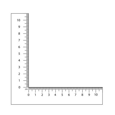 Köşe cetvel vektörü. Arkaplanda boyut göstergeleri izole edildi. Birim mesafeleri. Grafik elementi kavramı. Ölçek ölçüsü.