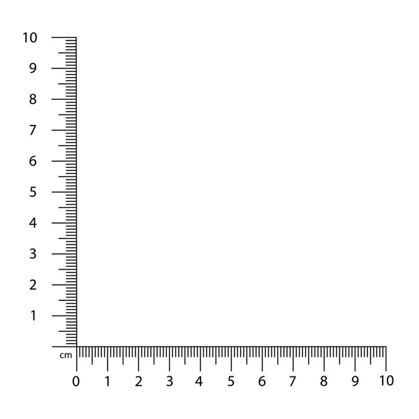 Rohový vektor pravítka. Ukazatele velikosti nastavené izolovaně na pozadí. Jednotkové vzdálenosti. Koncepční grafický prvek. Měřící stupnice. — Stockový vektor