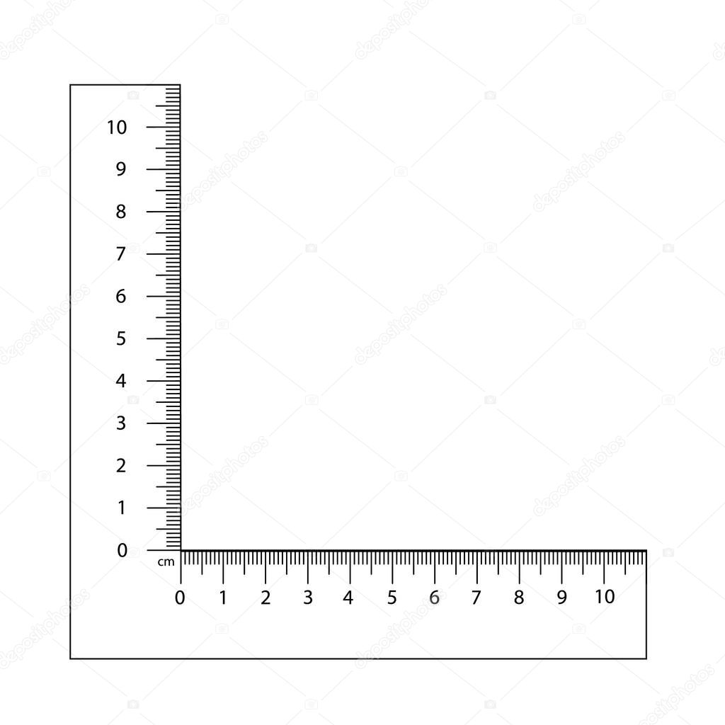 Corner ruler vector. Size indicators set isolated on background. Unit distances. Concept graphic element. Measuring scales.