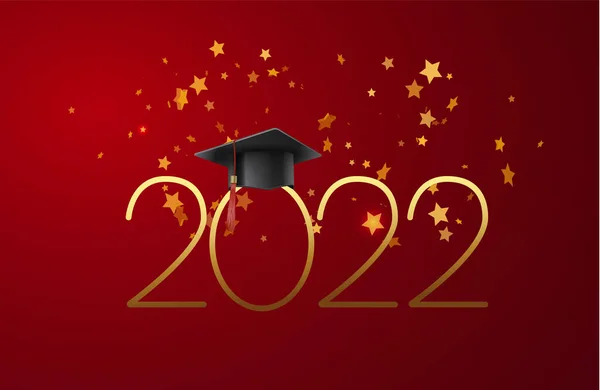 祝贺2022年毕业典礼的祝贺,邀请卡.毕业设计、庆祝活动、 T恤衫、派对、高中或大学毕业设计书。 — 图库矢量图片